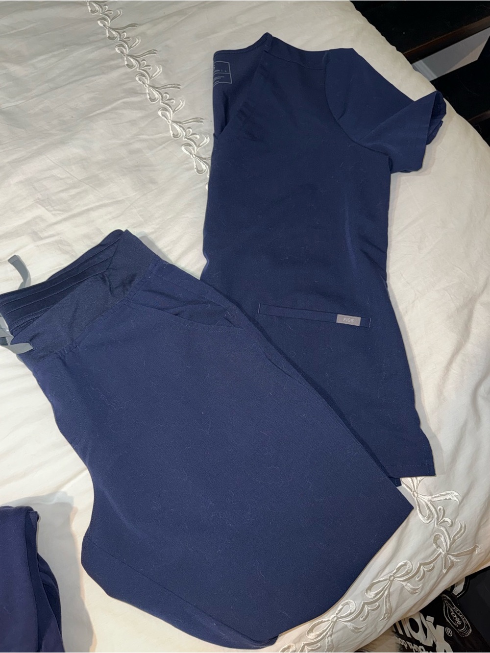 Figs Women's Navy Scrub Top & Bottoms